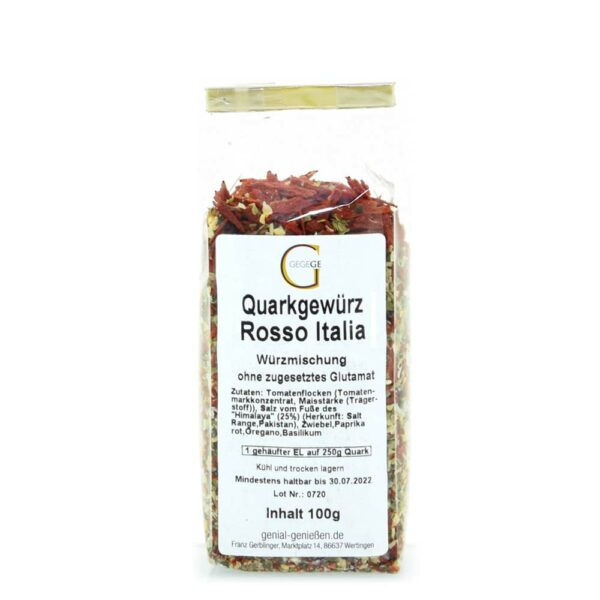 Genial Genießen Quarkgewürz Rosso Italia als Dip mit Quark für Kartoffel, Grillgemüse und Grillgut