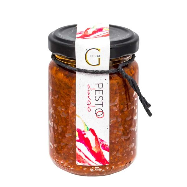 Genial Genießen Pesto Diavolo im Glas nachhaltig verpackt - perfektes Geschenk für Italienfans
