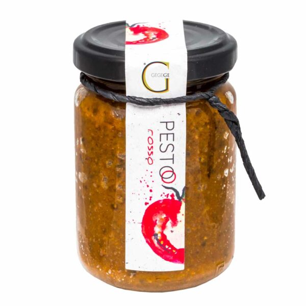 Genial Genießen Pesto Rosso mit Basilikum im Glas nachhaltig verpackt - perfektes Geschenk für Italienfans - große Darstellung