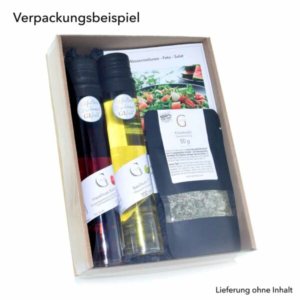 Stülpdeckelkarton mit Klarsichtdeckel 215x153x45 - Verpackungsbeispiel