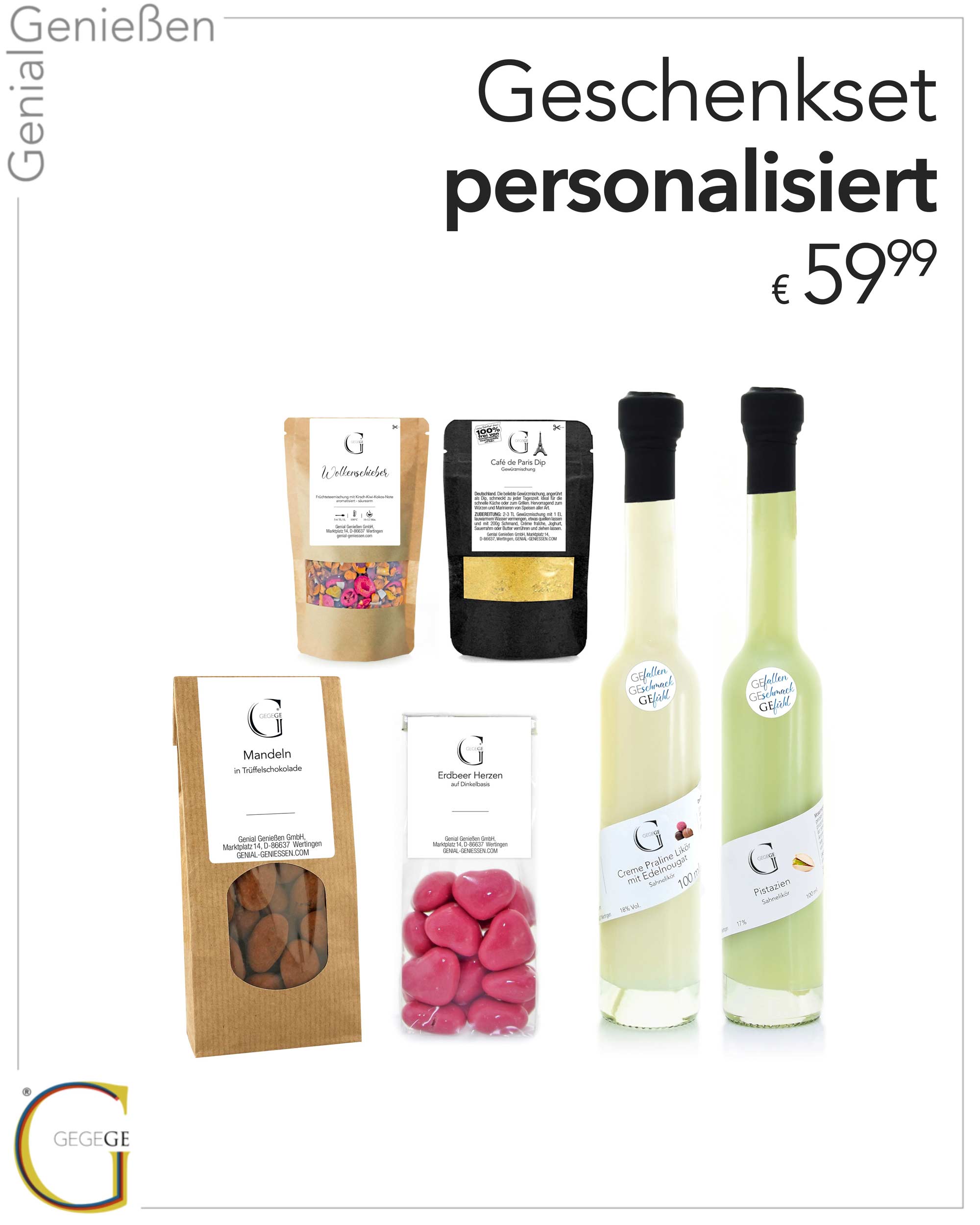 Geschenkset personalisierbar groß mit Alkohol