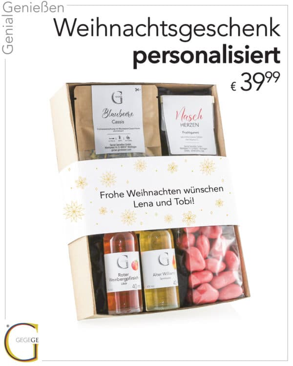 Personalisiert weihnachtlich klein mit Alkohol