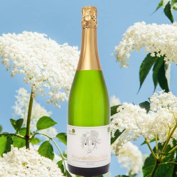 Holunderblütenwunder Holunderblütenperle Holundersekt Sektflasche