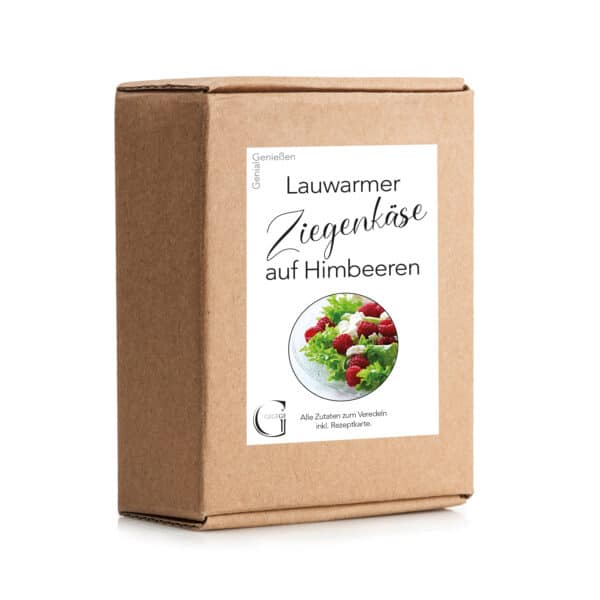 Lauwarmer Ziegenkaese auf Himbeeren Salat-Box
